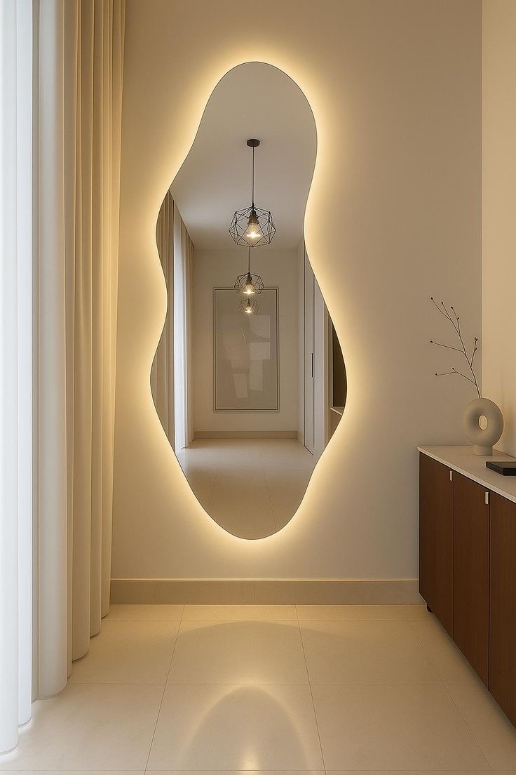 Backlit pebble mirror