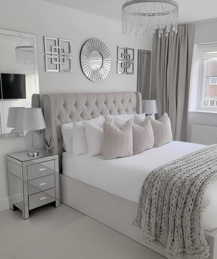 Grey wingback bed
