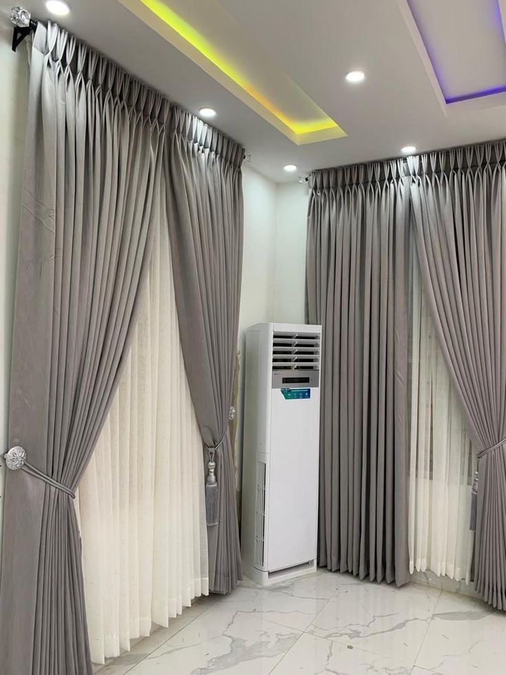 Pinch pleat grey drapes