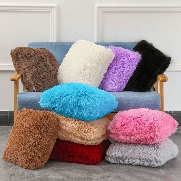 Shaggy throw pillows